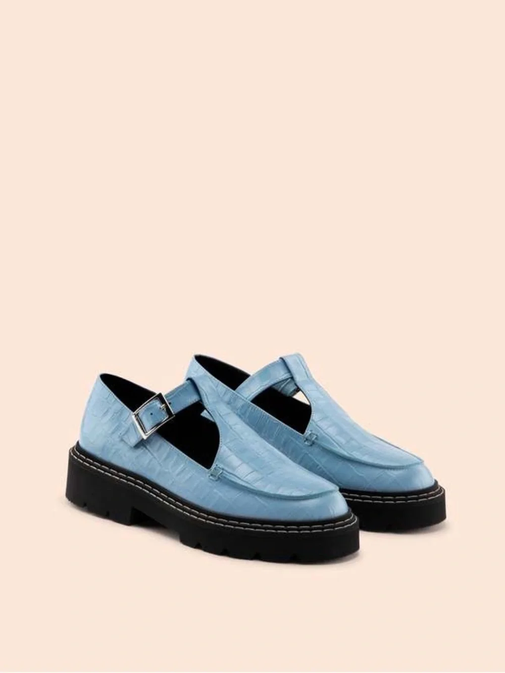 Maguire Neiva Mary Jane loafers in Sky Blue Embossed Croc size 41 size 10, 10.5 - Picture 1 of 5
